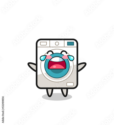 the illustration of crying washing machine cute baby