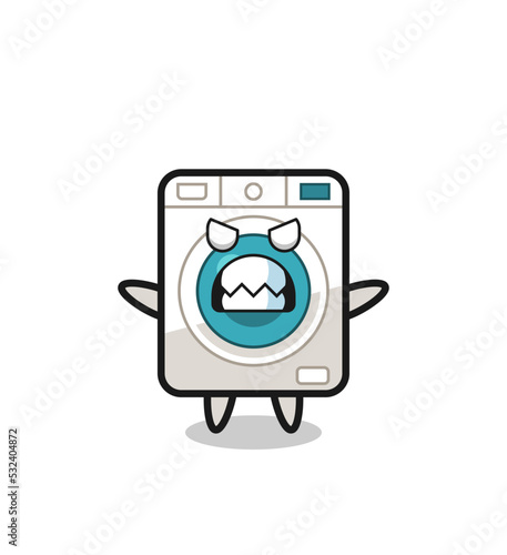 wrathful expression of the washing machine mascot character