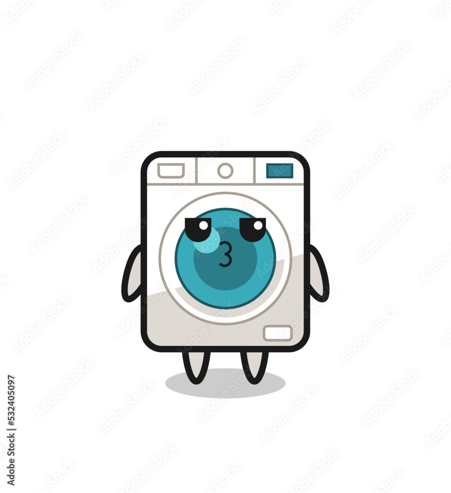 the bored expression of cute washing machine characters the bored expression of cute washing machine characters