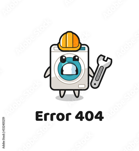 error 404 with the cute washing machine mascot