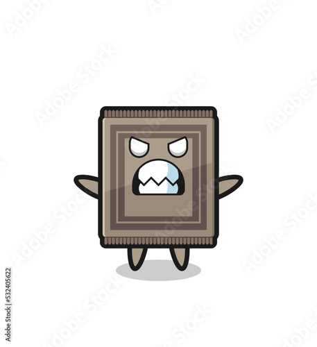 wrathful expression of the carpet mascot character