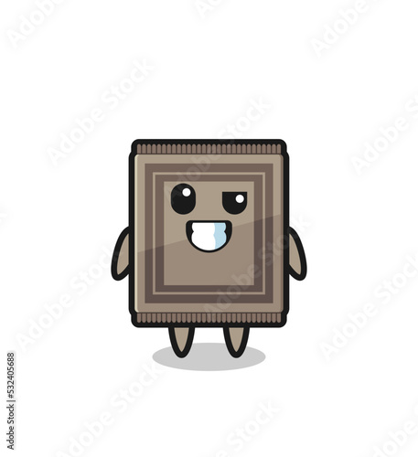 cute carpet mascot with an optimistic face