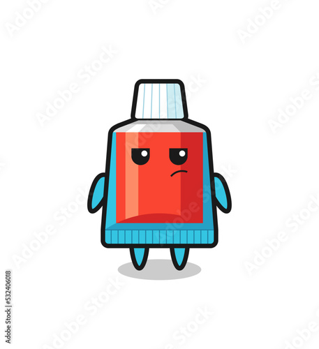 cute toothpaste character with suspicious expression
