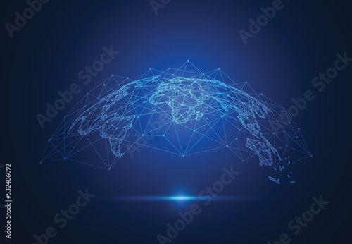 Global network connection. World map point and line composition concept of global business. Vector Illustration