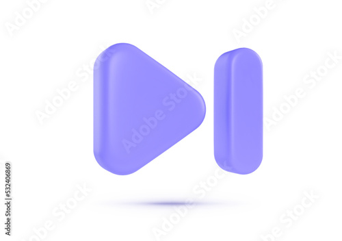 Skip 3d in modern style. Skip to the end, next, music player button. Arrow 3d vector icon. Website banner. Vector illustration element