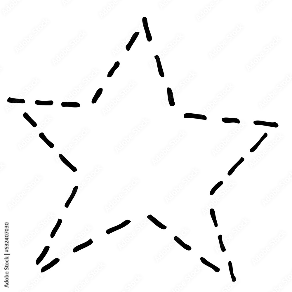 Hand drawn sketch of a stitches star on a white background Hand drawn sketch of a stitches star on a white background