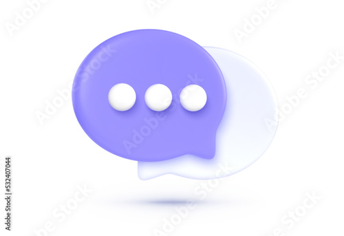 Purple live chat 3d on white background. Dialog, chat speech bubble. Live chat 3d, great design for any purposes. Vector graphic illustration