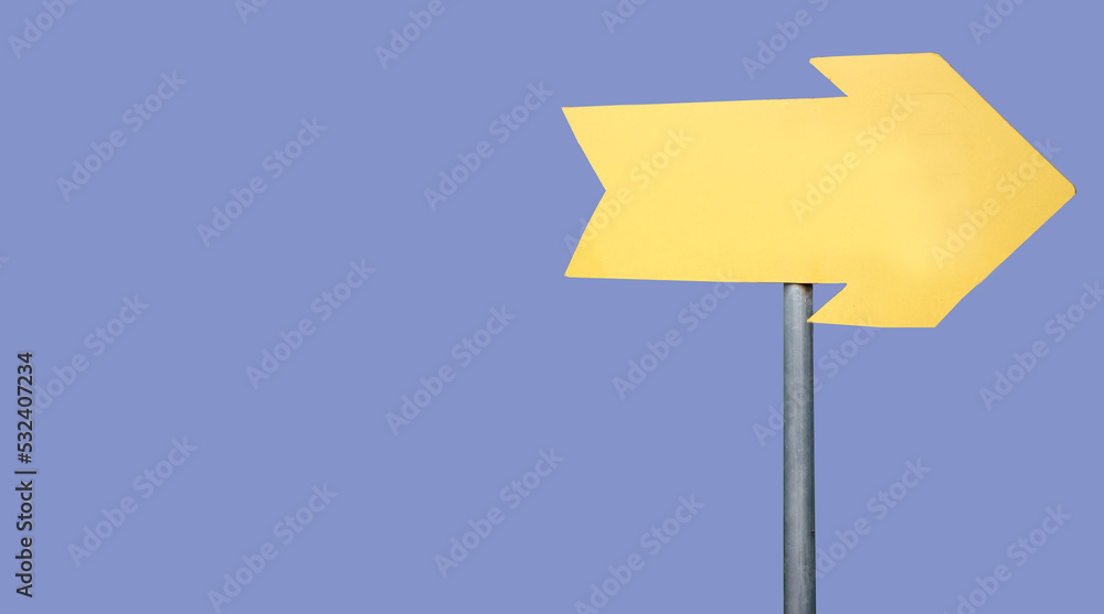 blank yellow arrows sign isolated on blue background blank yellow arrows sign isolated on blue background