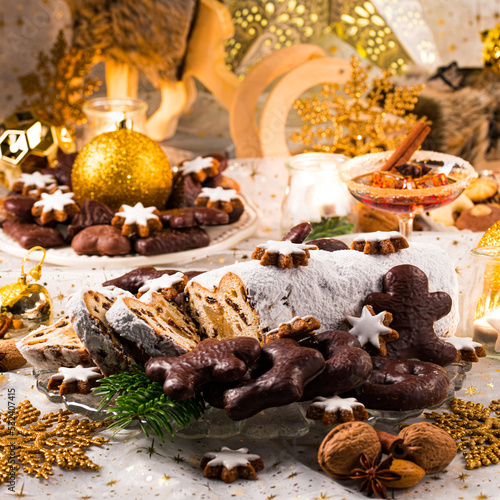 Decorated Christmas table with sweets © Dar1930