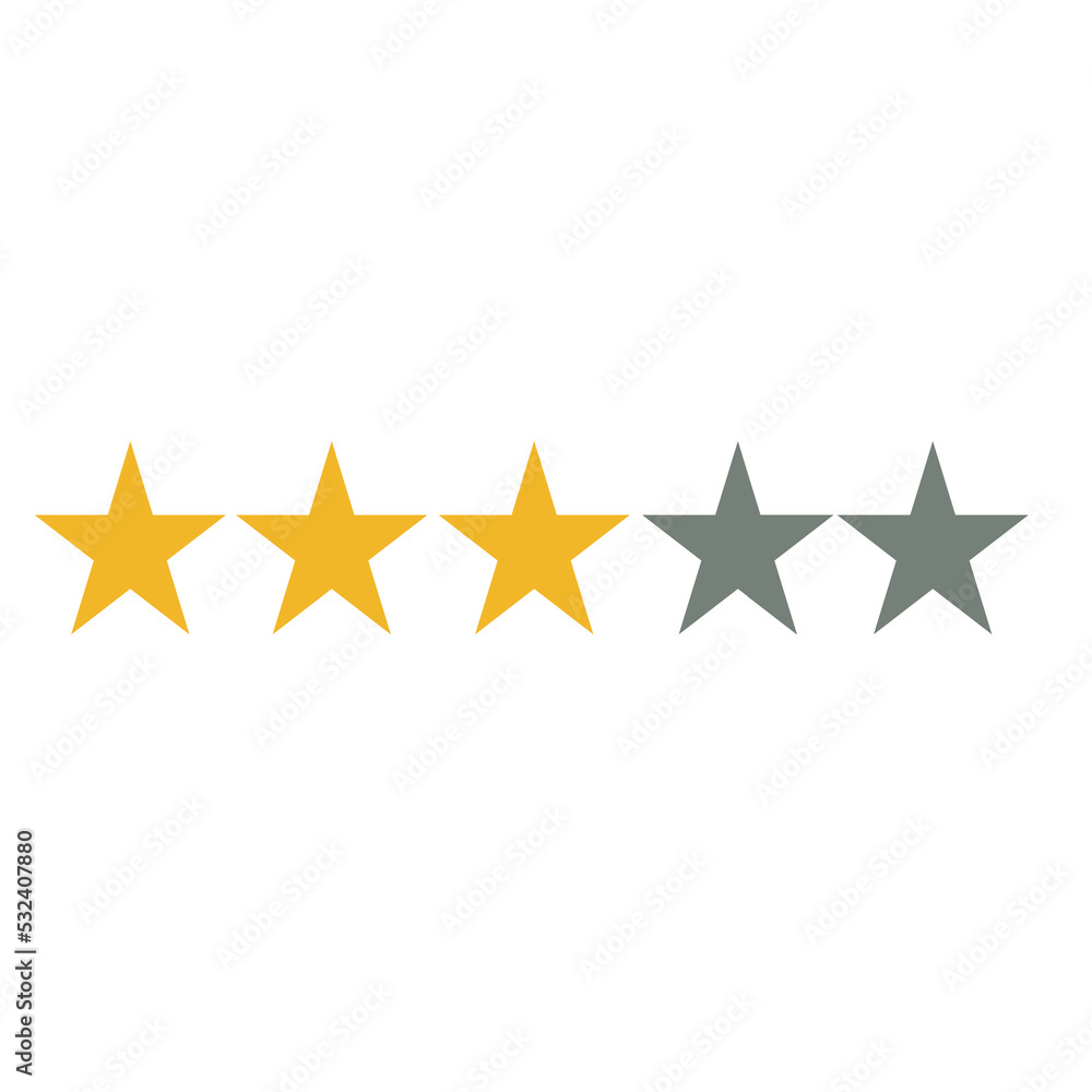 vector image three stars out of five. average level vector image three stars out of five. average level