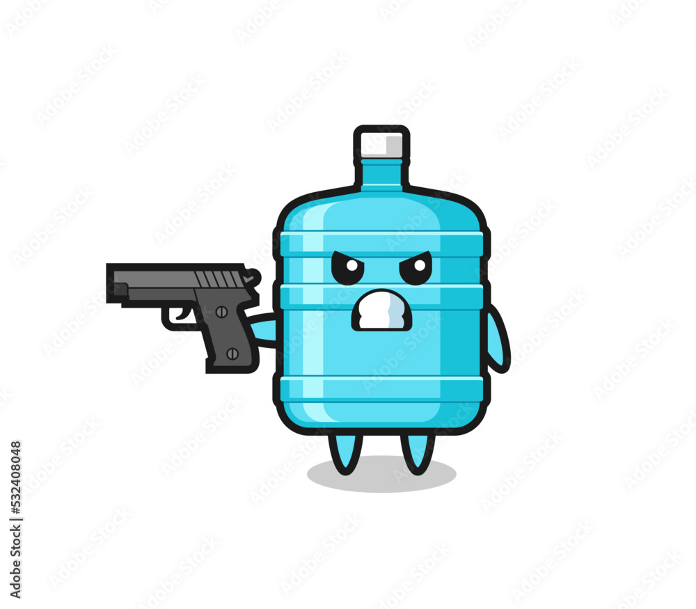 the cute gallon water bottle character shoot with a gun the cute gallon water bottle character shoot with a gun
