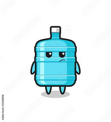 cute gallon water bottle character with suspicious expression