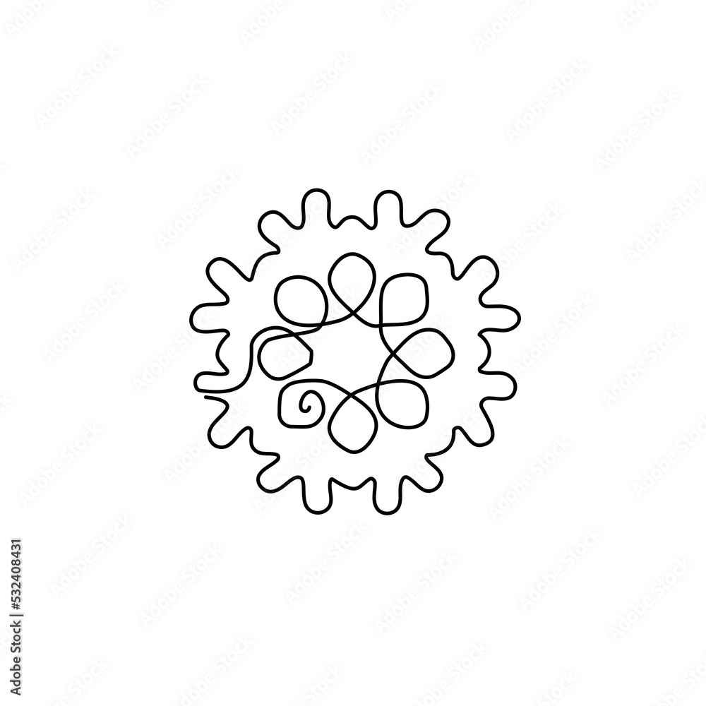 Snowflake Continuous Illustration, One Line Snow flake