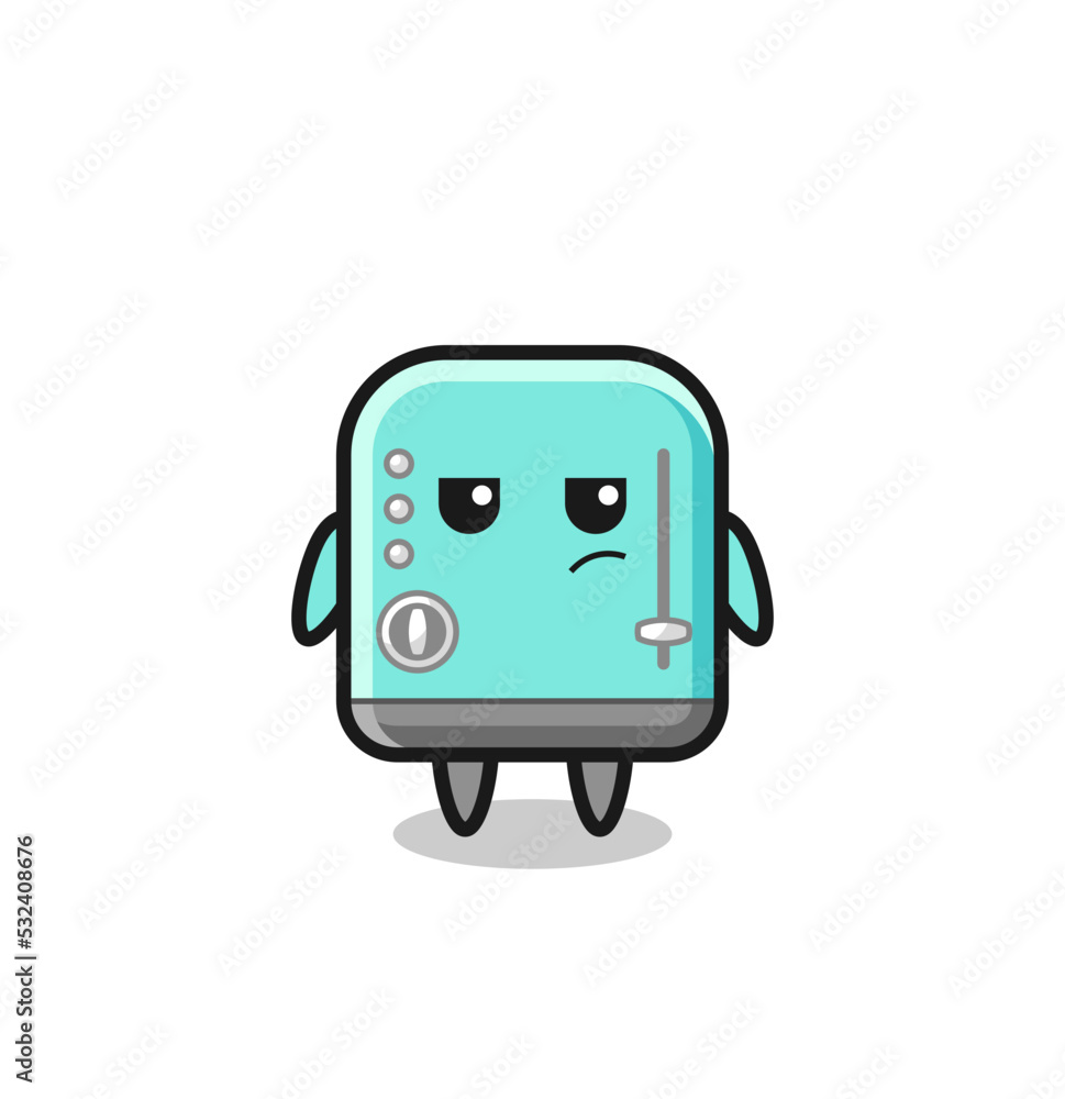 cute toaster character with suspicious expression cute toaster character with suspicious expression