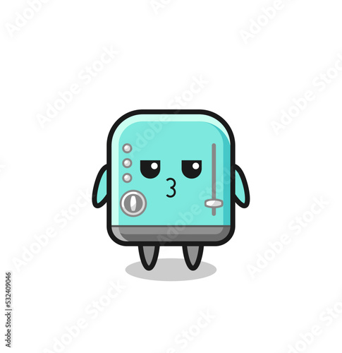 the bored expression of cute toaster characters