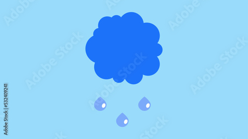 round blue cloud and raindrops