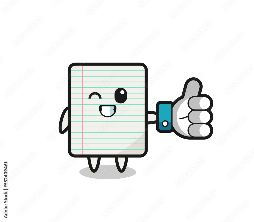 cute paper with social media thumbs up symbol