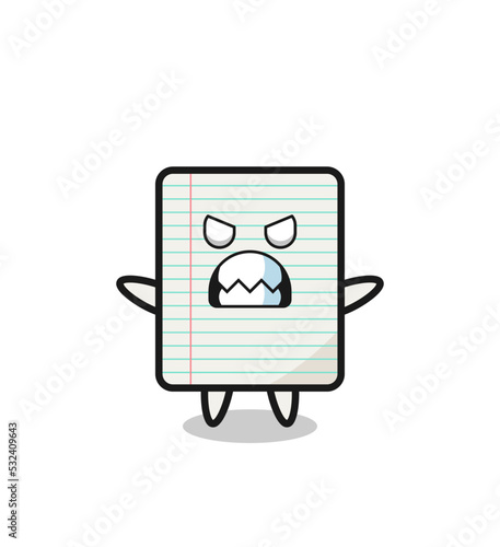 wrathful expression of the paper mascot character