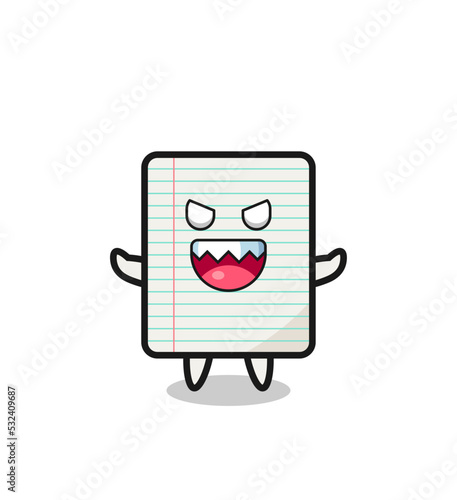 illustration of evil paper mascot character
