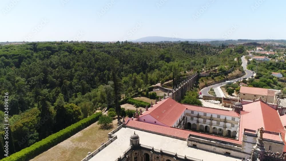 Aerial view Convento de Cristo Tomar Portugal 4k Aerial view Convento de Cristo Tomar Portugal 4k