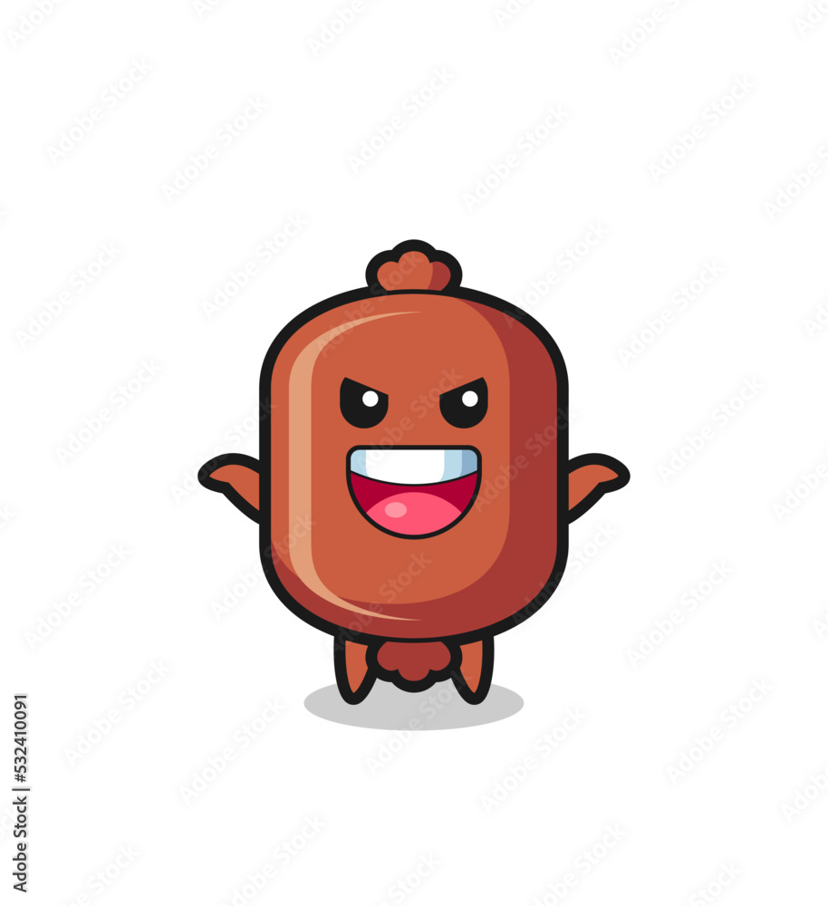 Obraz premium the illustration of cute sausage doing scare gesture
