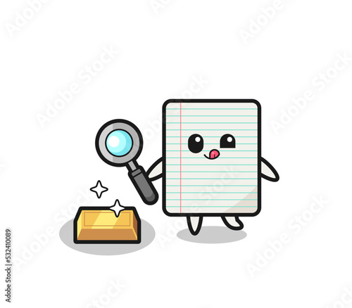 paper character is checking the authenticity of the gold bullion