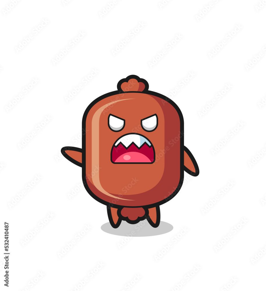 cute sausage cartoon in a very angry pose cute sausage cartoon in a very angry pose