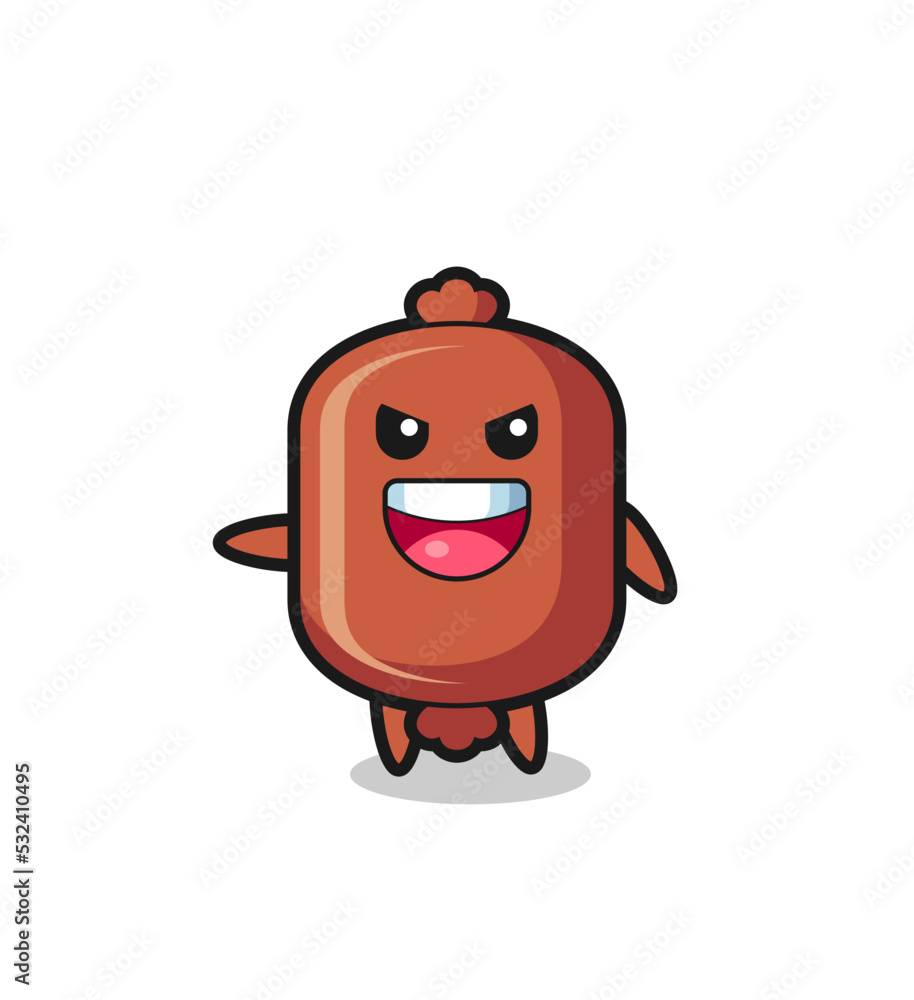 sausage cartoon with very excited pose sausage cartoon with very excited pose