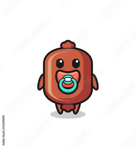 baby sausage cartoon character with pacifier