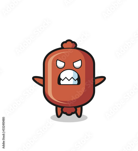 wrathful expression of the sausage mascot character