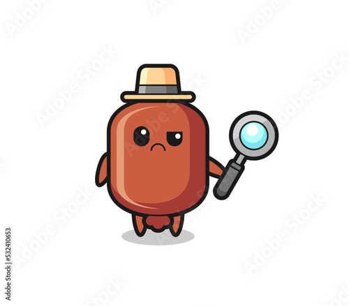 the mascot of cute sausage as a detective