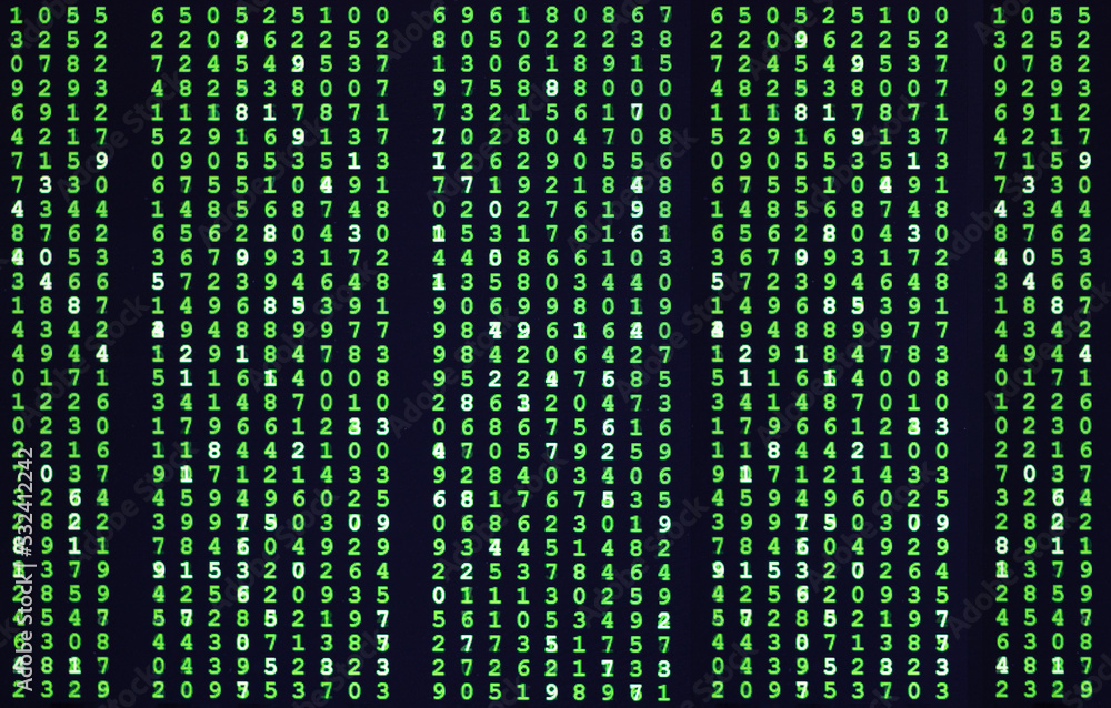 Green matrix motion background or Spy code number pattern on screen Green matrix motion background or Spy code number pattern on screen