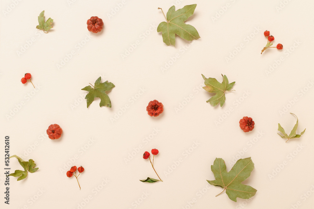 custom made wallpaper toronto digitalAesthetic autumn pattern. Autumn composition. Autumn leaves on pastel orange light background. Autumn, fall concept. Flat layout, top view.