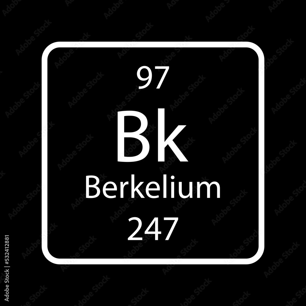 Berkelium symbol. Chemical element of the periodic table. Vector illustration. Berkelium symbol. Chemical element of the periodic table. Vector illustration.