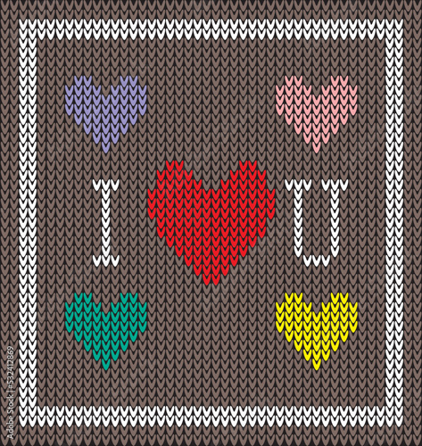 I Love You, Seamless pattern with knit 