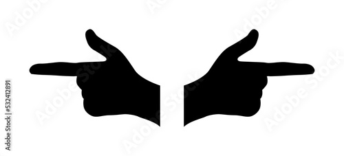 Vector picture: direction icon. Pistol like. Thumb up. Outline love symbol. Social media sign. Forefinger.Direction of travel. Logo template.