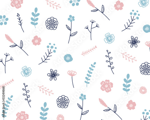 北欧植物の手描きイラスト背景
