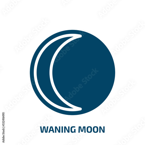 waning moon icon from weather collection. Filled waning moon, half, space glyph icons isolated on white background. Black vector waning moon sign, symbol for web design and mobile apps
