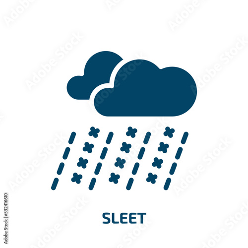 sleet icon from weather collection. Filled sleet, protection, wear glyph icons isolated on white background. Black vector sleet sign, symbol for web design and mobile apps