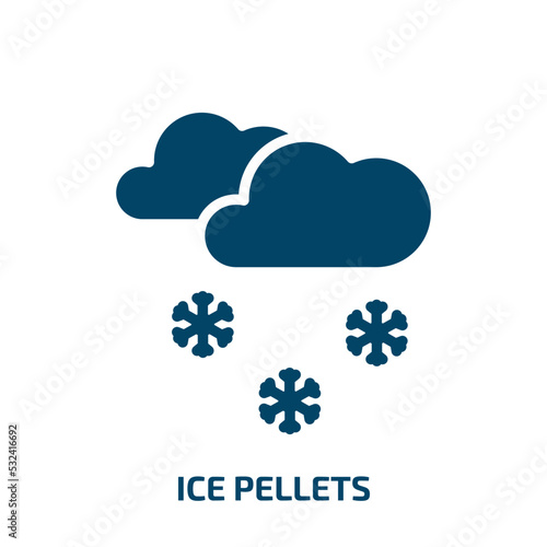 ice pellets icon from weather collection. Filled ice pellets, ice, cream glyph icons isolated on white background. Black vector ice pellets sign, symbol for web design and mobile apps