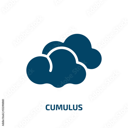 cumulus icon from weather collection. Filled cumulus, cloud, sky glyph icons isolated on white background. Black vector cumulus sign, symbol for web design and mobile apps