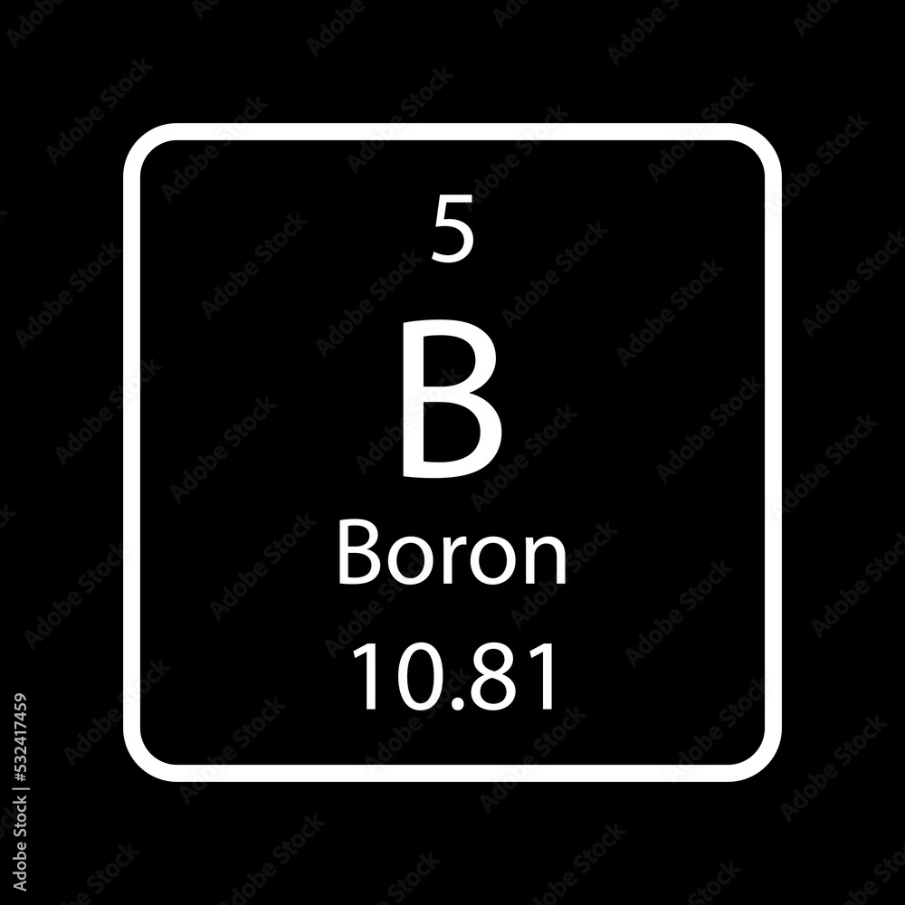 Boron symbol. Chemical element of the periodic table. Vector illustration. Boron symbol. Chemical element of the periodic table. Vector illustration.