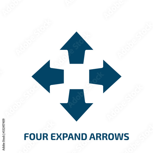 four expand arrows icon from user interface collection. Filled four expand arrows, arrows, arrow glyph icons isolated on white background. Black vector four expand arrows sign, symbol for web design