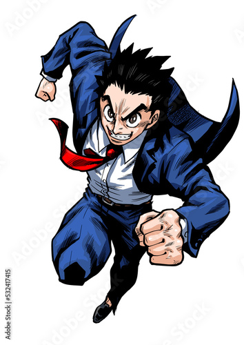 エネルギッシュにダッシュするビジネスマンのイラスト
