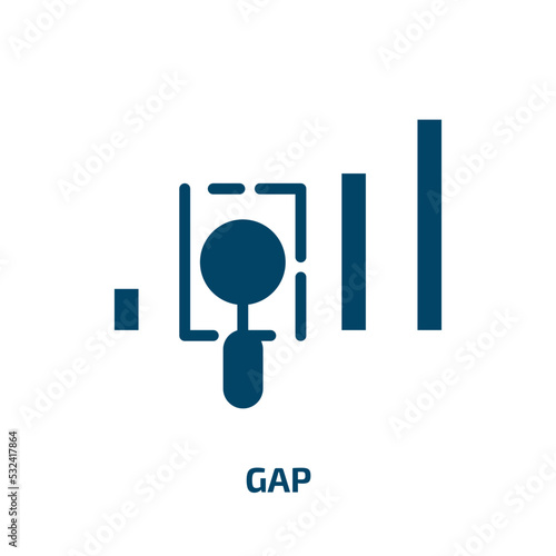 gap icon from user interface collection. Filled gap, business, template glyph icons isolated on white background. Black vector gap sign, symbol for web design and mobile apps