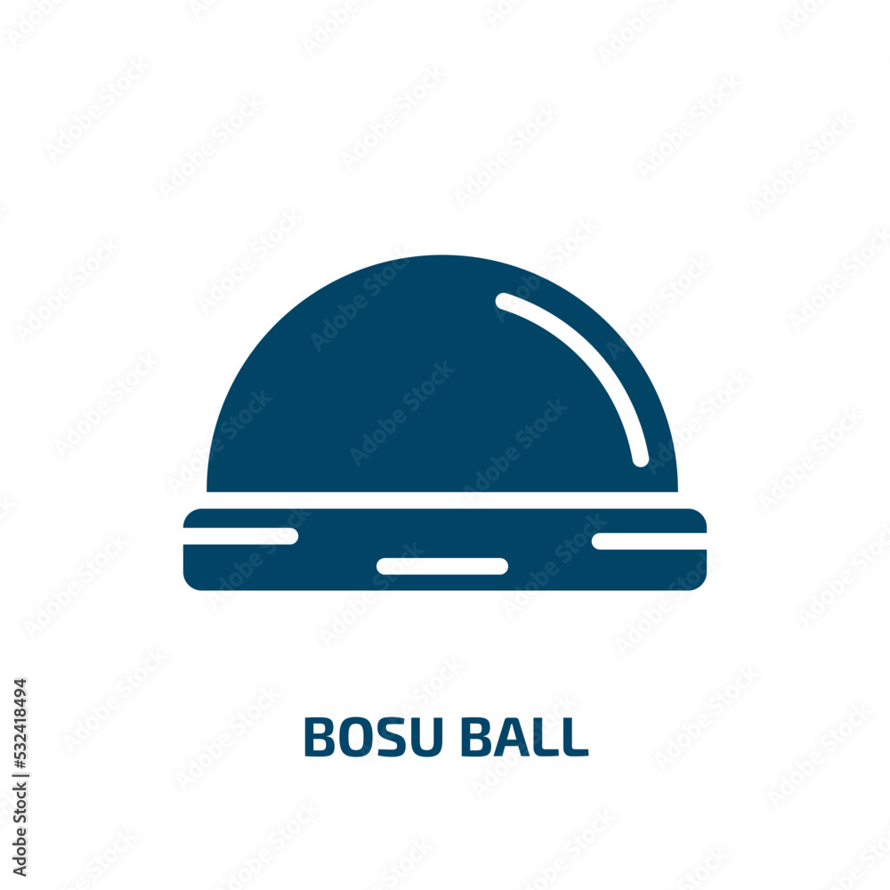 Fototapeta premium bosu ball icon from gym and fitness collection. Filled bosu ball, bosu, ball glyph icons isolated on white background. Black vector bosu ball sign, symbol for web design and mobile apps