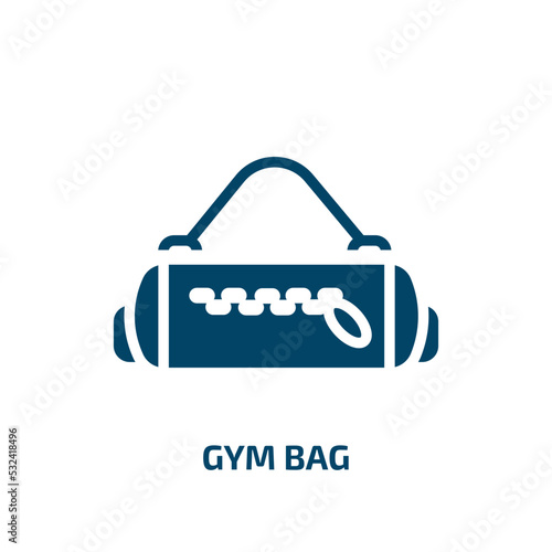 gym bag icon from gym and fitness collection. Filled gym bag, bag, gym glyph icons isolated on white background. Black vector gym bag sign, symbol for web design and mobile apps