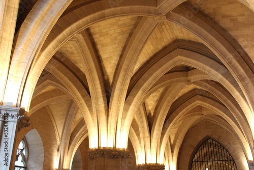 gothic vault at the conciergerie in paris  france 