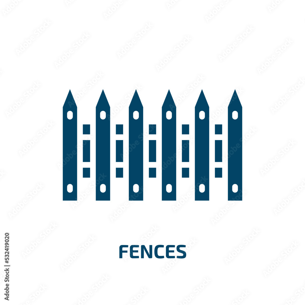 fences icon from nature collection. Filled fences, fence, barrier glyph icons isolated on white background. Black vector fences sign, symbol for web design and mobile apps fences icon from nature collection. Filled fences, fence, barrier glyph icons isolated on white background. Black vector fences sign, symbol for web design and mobile apps