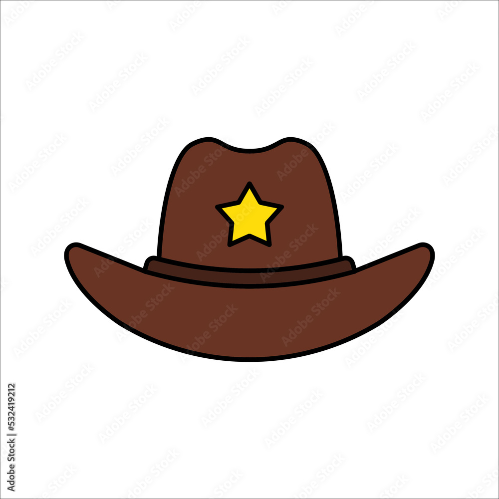 Cartoon Cowboy Hat. flat color simple cartoon hat vector illustration on white background. Cartoon Cowboy Hat. flat color simple cartoon hat vector illustration on white background.